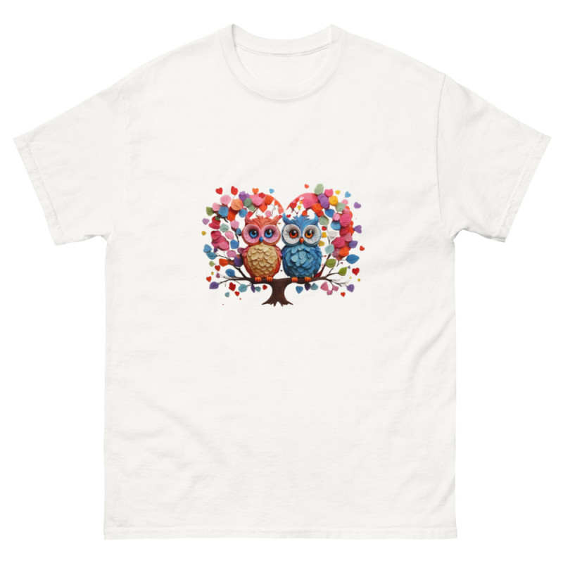 Camiseta hombre clásica búhos con corazones