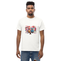 Camiseta hombre clásica búhos con corazones