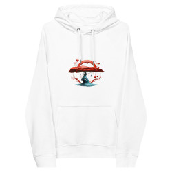 Unisex eco raglan hoodie blue tree red crown surrealist