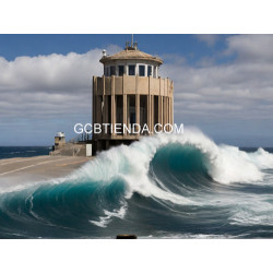 Olas rompiendo en faro