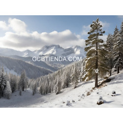 Bosque de pinos nevados en los Alpes